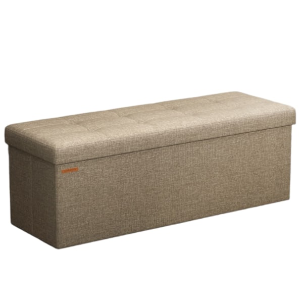 Rootz sæde med opbevaring - sædebryst - bænk med opbevaring - 131L kapacitet - 38 x 110 x 38 cm - brunt linned look