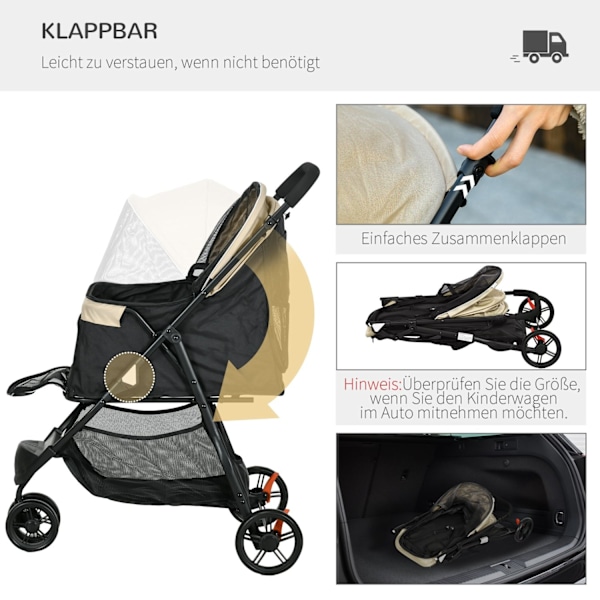 Rootz Foldbar Pet Buggy - Dog Buggy - Bärbar hundvagn - Regnskydd - 80,5 cm x 51,5 cm x 100 cm
