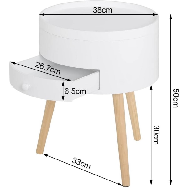 Rootz Rundt sengebord i skandinavisk stil - Natbord - Opbevaring