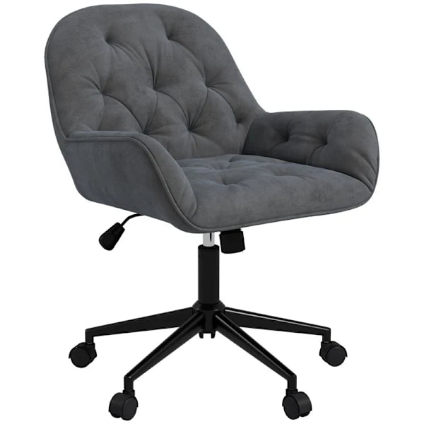 Rootz Kontorstol - Skrivebordsstol - Computerstol - Højdejusterbar - Fløjlsagtig polyester - Velvet Look - Grå - 60W x 61D x 81-91H cm