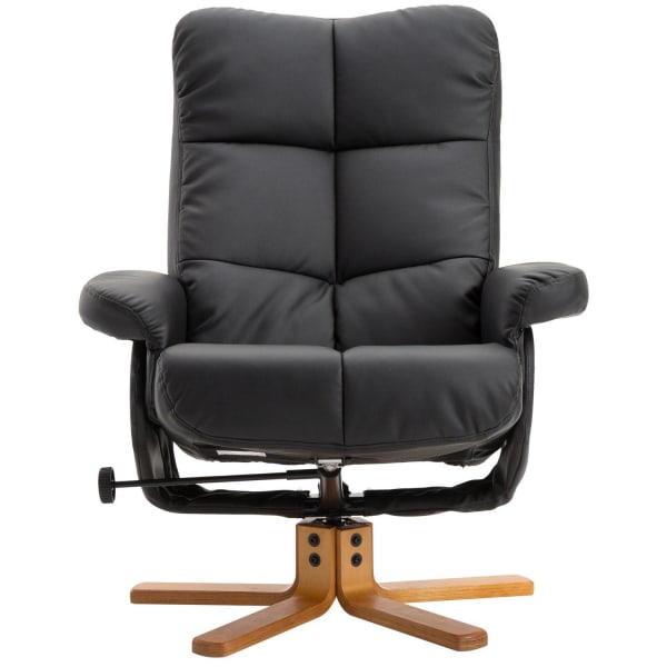 Rootz Relax stol - Fodstøtte - Fodskammel - Kunstlæder - Massivt træ - Liggefunktion - 80 x 86 x 99 cm - Sort