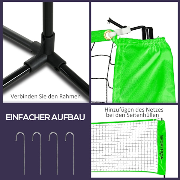 Rootz badmintonnätset - Komplett sportset - racketar och bollar - Justerbart nät - mångsidig användning - 510L x 103W x 107-155H cm