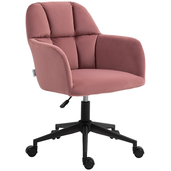 Rootz Pink Velvet Swivel Office Chair - Modern skrivbordsstol - Justerbar i höjdled - Hudvänlig stoppning - 58cm x 58,5cm x 78-86cm