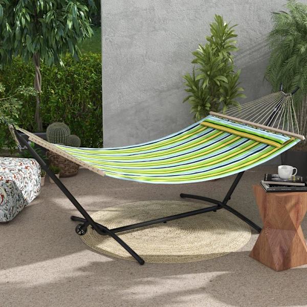 Rootz Hängmatta Stativ - Väderbeständig - Justerbar storlek - Bärväska - Hängstolar - Stål - Svart - 290cm X 120cm X 115cm
