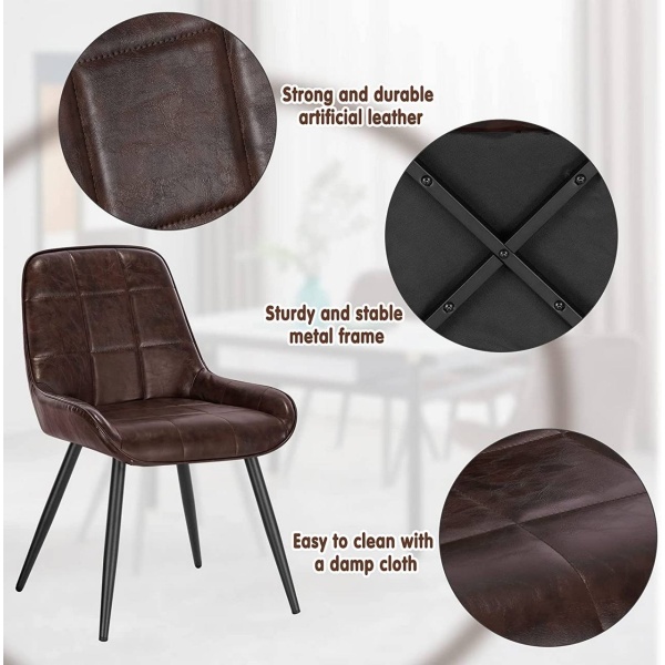 Rootz Set med 4 matstolar - Stoppade accentstolar - Stolar i konstläder - Ergonomisk design - Robust och hållbar - Golvskydd - 38cm x 43cm x 81,5cm