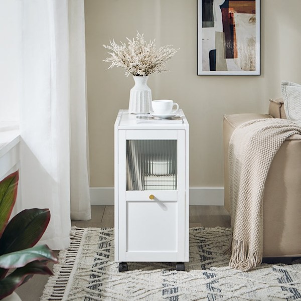 Rootz Mobile Arkivskåp - Dokumentlagring - Office Organizer - Easy Access Drawers - 31x60x70cm - MDF & Glass - 5 hjul för rörlighet