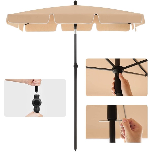 Rootz Parasoll - Rektangulärt - Trädgårdsparasoll - Bärväska - Stativ - Taupe - 2 x 1,5 m