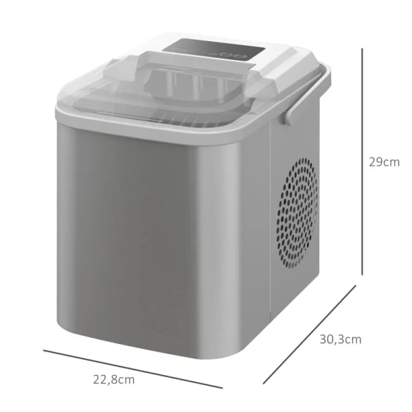 Rootz Ice Cube Machine - 12 KG på 24 timmar - Självrengörande funktion - Glasskopa - Spade Kök - Kontor - Plast+koppar - Vit - 22,8L x 30,3W x 29H cm