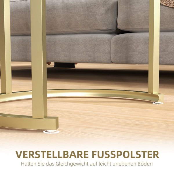 Rootz 2 -stykke sæt sofabord - oval & rund sofabord - Stabelbart borde - Rumbesparende design - Ø50 x 50,5 timer, 60L x 36b x 43,5 timer cm