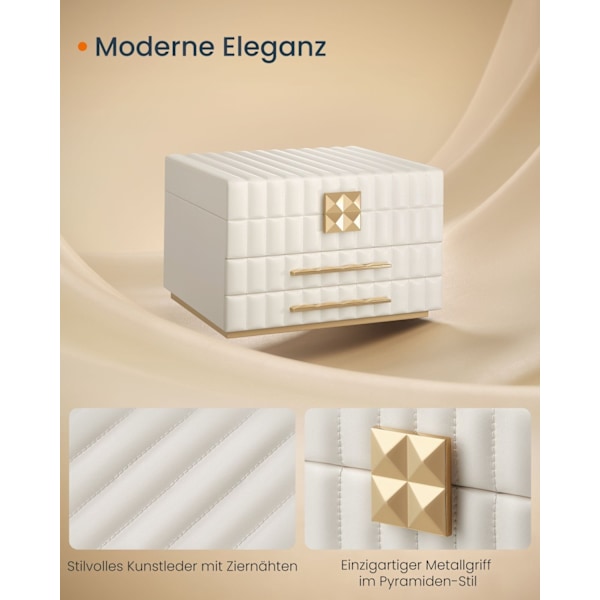 Rootz smyckeskrin - Organizer - Förvaringsfodral - PU-läder - Snygg design - 21,5 cm x 24 cm x 15,8 cm