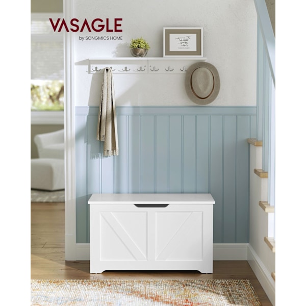 Rootz Vit Skobänk med sits - Entrébänk - Förvaringsbänk - Spånskiva Material - 40cm x 80cm x 46cm - Max. Statisk lastkapacitet 136kg - Max. Statisk la