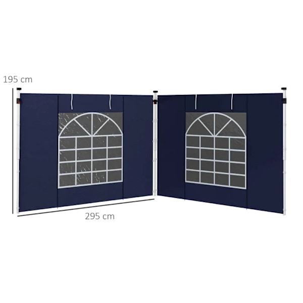 Rootz Gazebo - Sivupaneelit - 2 Pakkauksen sivujen vaihto - Pop Up Gazebo - Ikkunoilla ja ovilla - Sininen - 295W x 195K cm