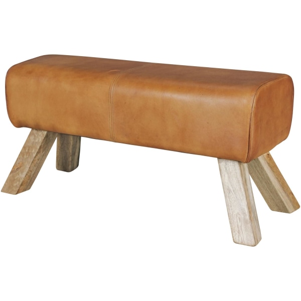 Rootz Design sittbänk äkta läder Brun 90 x 30 x 43 cm Snurrstolsbänk läderbänk Pall Garderobsbänk Pall