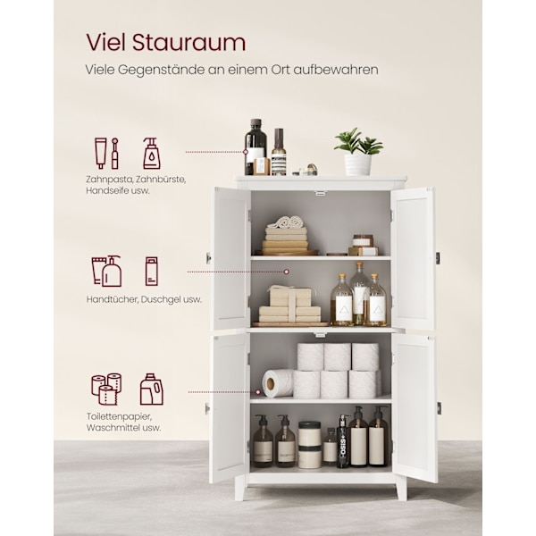 Rootz Classic White Badrumsskåp - Förvaringsenhet - MDF-möbler - Rymlig design - Enkel montering - 30cm x 60cm x 110cm