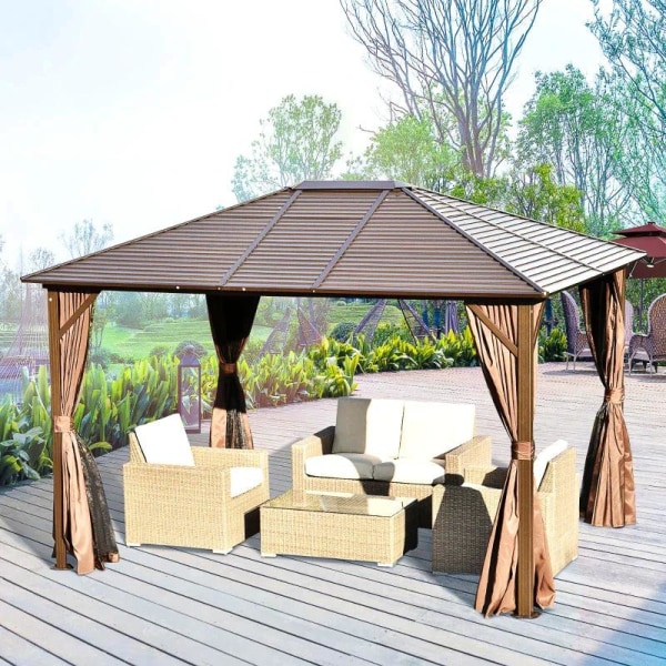 Rootz Garden Gazebo - Outdoor Gazebo - Pavilion Gazebo - Garden Pavilion - Pavilion - 300L x 365W x 262K cm