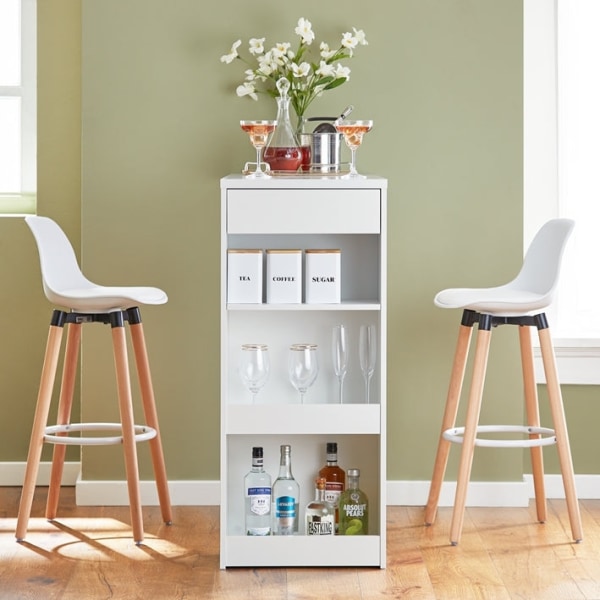 Rootz justerbart barbord - Matbord - Väggmonterat bord - MDF-konstruktion - Utrymmesbesparande design - Justerbar höjd - Enkel montering - Vit - 110cm