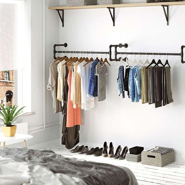 Rootz industrielle tøjstang på væggen - Tøjstativ - Garderobe - Tøjstænger - 110 x 30 x 29,3 CM