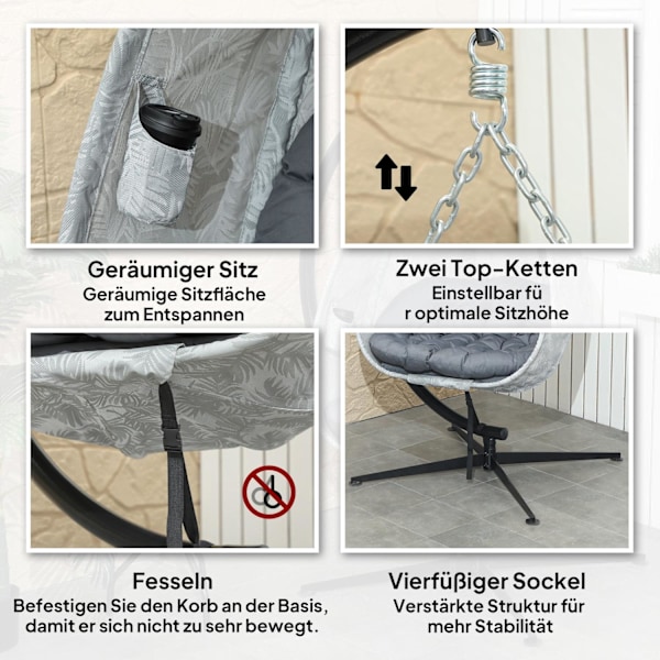 Rootz -munanmuotoinen ulkoilma -tuoli - seinäkello - pesän kaltainen istuin - lopullinen mukavuus - 126L x 90b x 180h cm