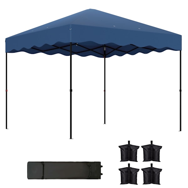 Rootz 3x3m pop -up pavilion - trädgårdstält - höjdjusterbar - UPF50+ UV -skydd - 297x297x287cm - 6-9 personer - blå - rullväska ingår