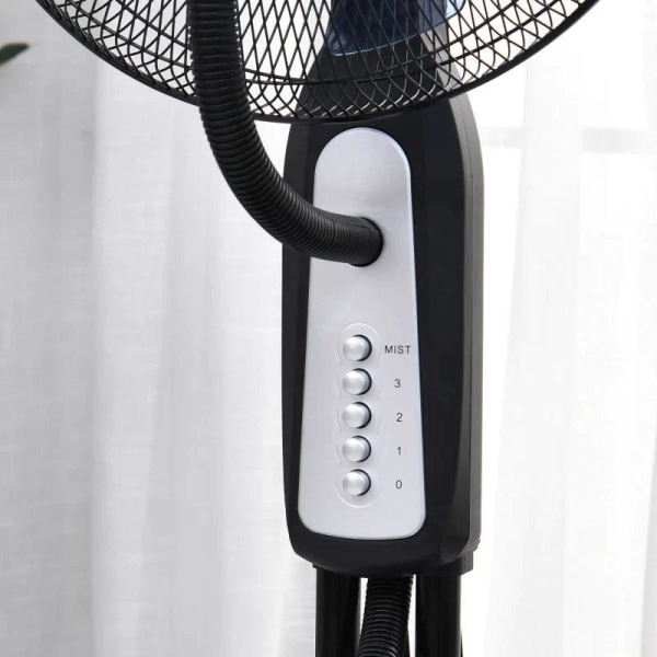 Rootz Stand Fan - Water-cooled Stand Fan - Pedestal Fan - Fan With Mist Function - Fog Function - Metal + Silver - Black