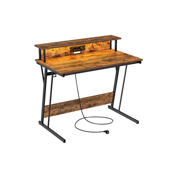 Rootz Vintage Brown computerbord - spillebord - spånpladestål - skærmstativ - 60 cm x 100 cm x 76 cm - 91 cm højde