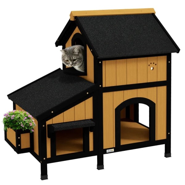 Rootz Cat House - Cat Cave - Flower Box - Vattentät - Gran Wood