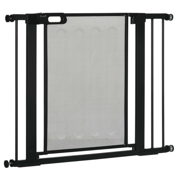 Rootz PawHut Justerbar Pet Gate - Trappeport - Hundebarriere - Automatisk lukning - Enhåndsbetjening - 75-103W x 76H cm - Stål og ABS