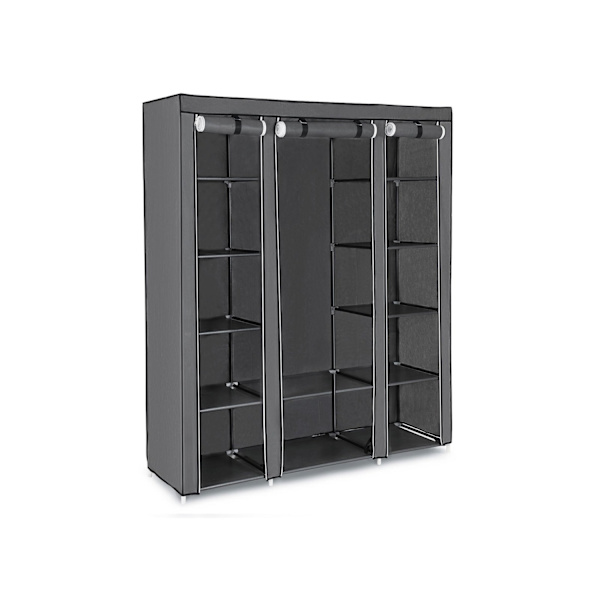Rootz Grey Fleece Stof Foldeskab - Opbevaringsorganisering - Bærbar garderobe - Stålrørskonstruktion - Letvægts - Nem montering - 150 cm x 175 cm x 45
