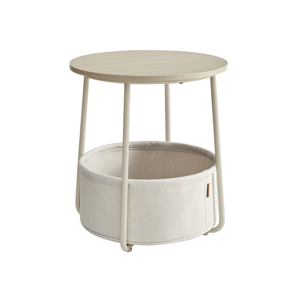 Rootz 3-delt sidebord - Beige bord - Spånplade stål polyester - Opbevaringskurv - Letvægts - Robust konstruktion - 45cm x 50cm x 50cm