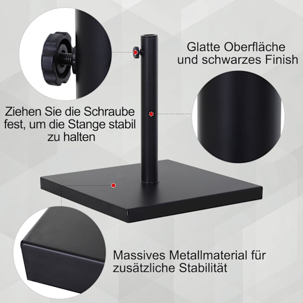 Rootz Parasol Stand Paraply Holder - Sort - Metal - 17,71 cm x 17,71 cm x 15,35 cm