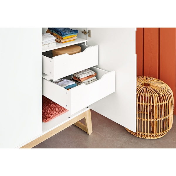 Rootz Nursery Bridge 3 -stykke sæt - barneseng, skiftende enhed, garderobe - alsidig design - holdbar MDF, aske træ - barneseng: 150x76x94 cm, gardero
