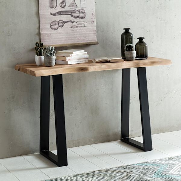 Rootz konsolbord stock konsol i massivt trä Acacia Secretary 120 x 45 cm Wane skrivbord Landhaus dressing