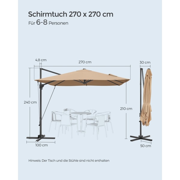 Rootz Cantilever Paraply - Udendørs Paraply - Terrasse Paraply -