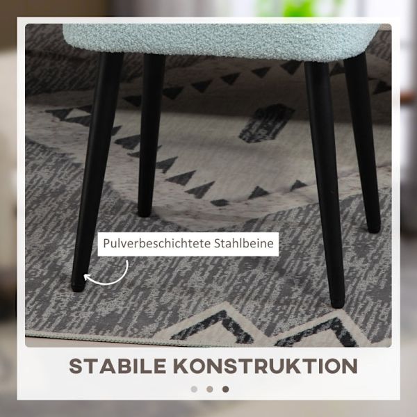 Rootz skammel med kashmir-look stof - Fodstøtte - Stålben - Lyseblå - 42cm x 42cm x 47cm