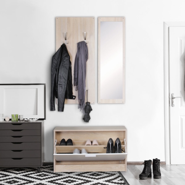 Rootz Modern garderobesæt - Skabsorganisering - Opbevaringsløsning - Tidløst design - Sonoma farver - 80 cm x 27 cm x 100 cm