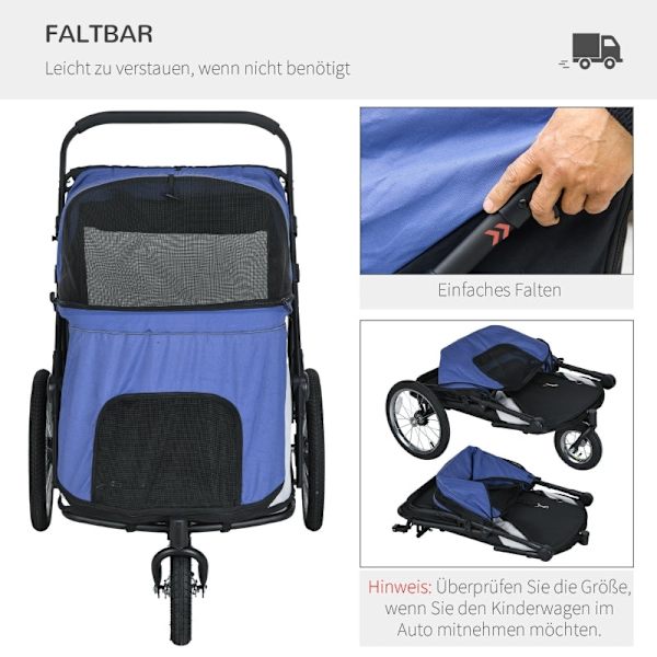 Rootz PawHut Folding Pop Up Hundvagn - Pet Buggy - Hundvagn - Lätt hopfällbar - Gångjärnstak - Stora gummidäck - 111cm x 70cm x 97,5cm - Oxford Polyes