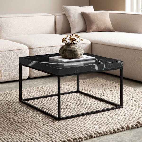 Rootz Moderne sofabord - Moderne midtpunkt - Stilfuld stuebord - Marmorudseende - 60 cm x 60 cm x 38 cm