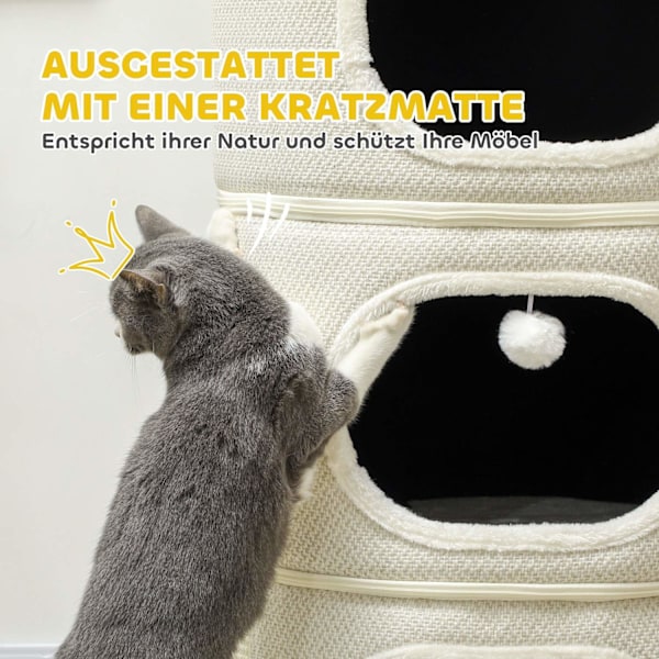 Rootz 4 Tier Cat Barrel - Cat Tower - Sisäinen kissatalo - Scratch & Play - 51 cm Ø x 100 cm H