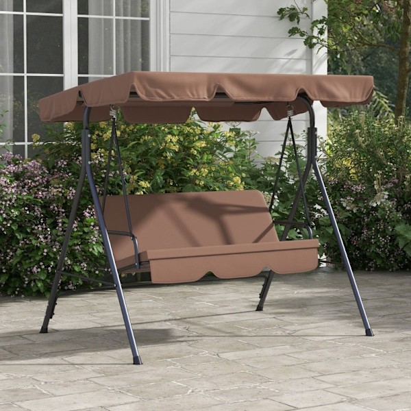 Rootz Hollywood Swing Garden Swing - 3 istuttava - Säänkestävä keinu - Säädettävä katto - 172cm x 110cm x 153cm - Ruskea