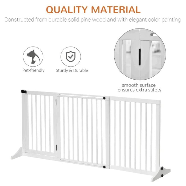 Rootz Pet Gate - Koiraportti - Koiran este - Turvaportti - Valkoinen - 113-166 x 36 x 71 cm