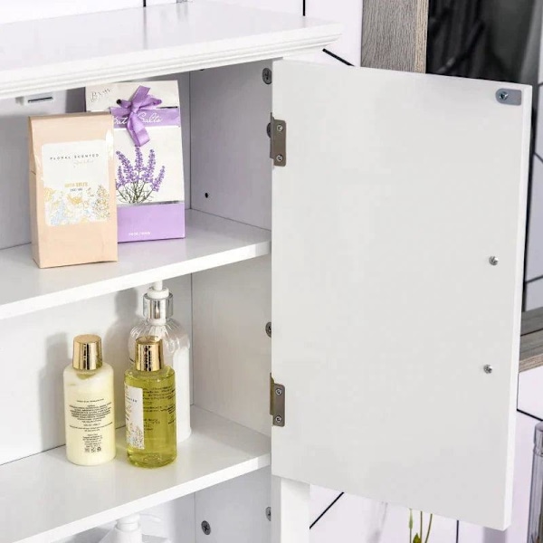 Rootz Cabinet - Bathroom Cabinet - Kitchen Cabinet - Wall Cabinet - Bathroom Shelf - Wood - White - 60 x 19.8 x 58 cm