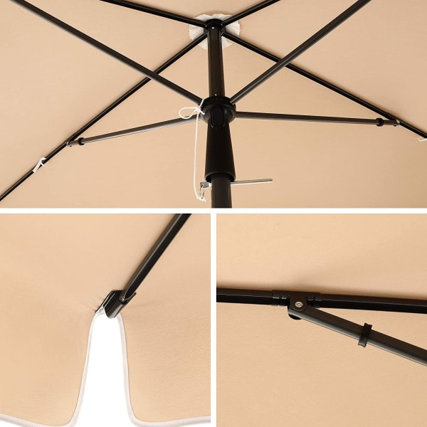 Rootz Parasoll - Rektangulärt - Trädgårdsparasoll - Bärväska - Stativ - Taupe - 2 x 1,5 m