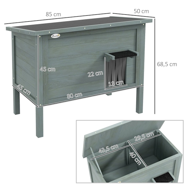 Rootz Outdoor Cat House - Katzenhaus - Säänkestävä Katzenhütte - Viihtyisä eristys - 85cm x 50 cm x 68,5 cm harmaa+musta