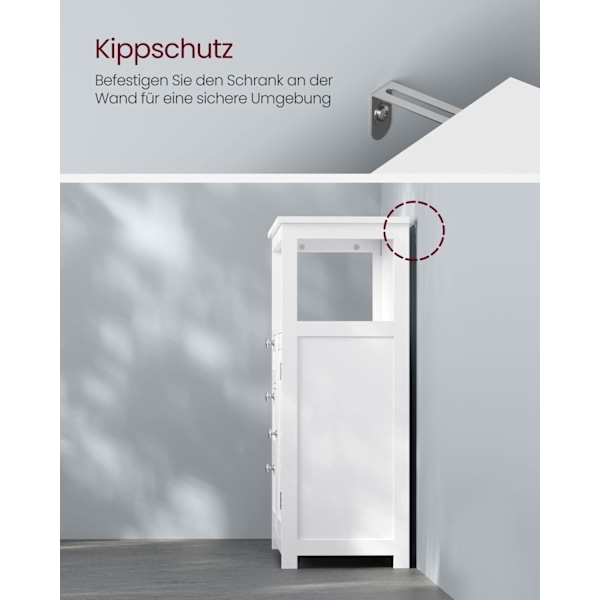 Rootz White Badeværelsesskab - Opbevaringsenhed - MDF møbel - Max belastning 90 kg - 30 cm x 60 cm x 80 cm