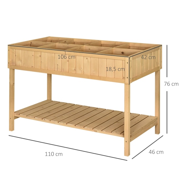 Rootz upphöjd sängplanter med hyllan - Garden Planter - Spruce Planter Box - Irrigation Inlets - 110L X 46W X 76H CM