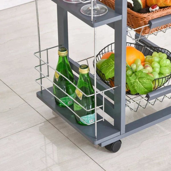 Rootz Köksvagn - Serveringsvagn - 2 hyllor - Inomhus - Utomhus - Brun/Grå - B47 x D37 x H83 cm