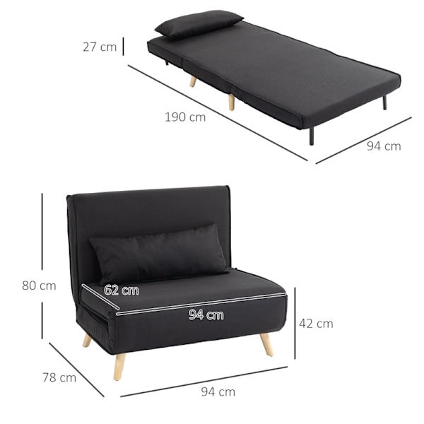 Rootz Sovesofa - Cabriolet sofa - Futon - Blødt stof - Fleksibelt ryglæn - 94 cm x 78 cm x 80 cm - Cremehvid - Nem montering