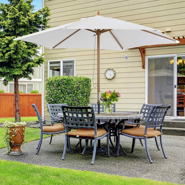 Rootz Parasol Tuinparasol - Crème - Bambus, Polyester - 98,42 cm x 98,42 cm x 90,55 cm