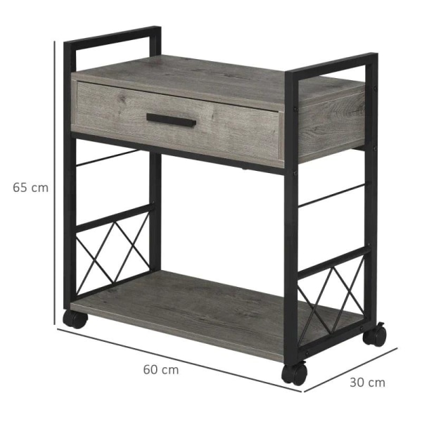 Rootz Sidebord - Sidevognsbord - Serveringsvogn - Køkkenvogn - Køkkenvognsbord - Sofabord - 60 x 30 x 65 cm