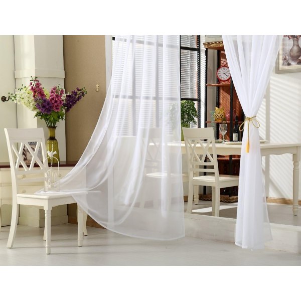 Rootz Voile Gardiner - Draperier - Fönsterbeklädnader - Skivor - Paneler - Persienner - Vita - 140x245 cm